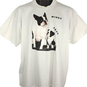 Boston Terrier T Shirt Vintage 90s Dog Lover Puppy Missy Jazz Made In USA Mens